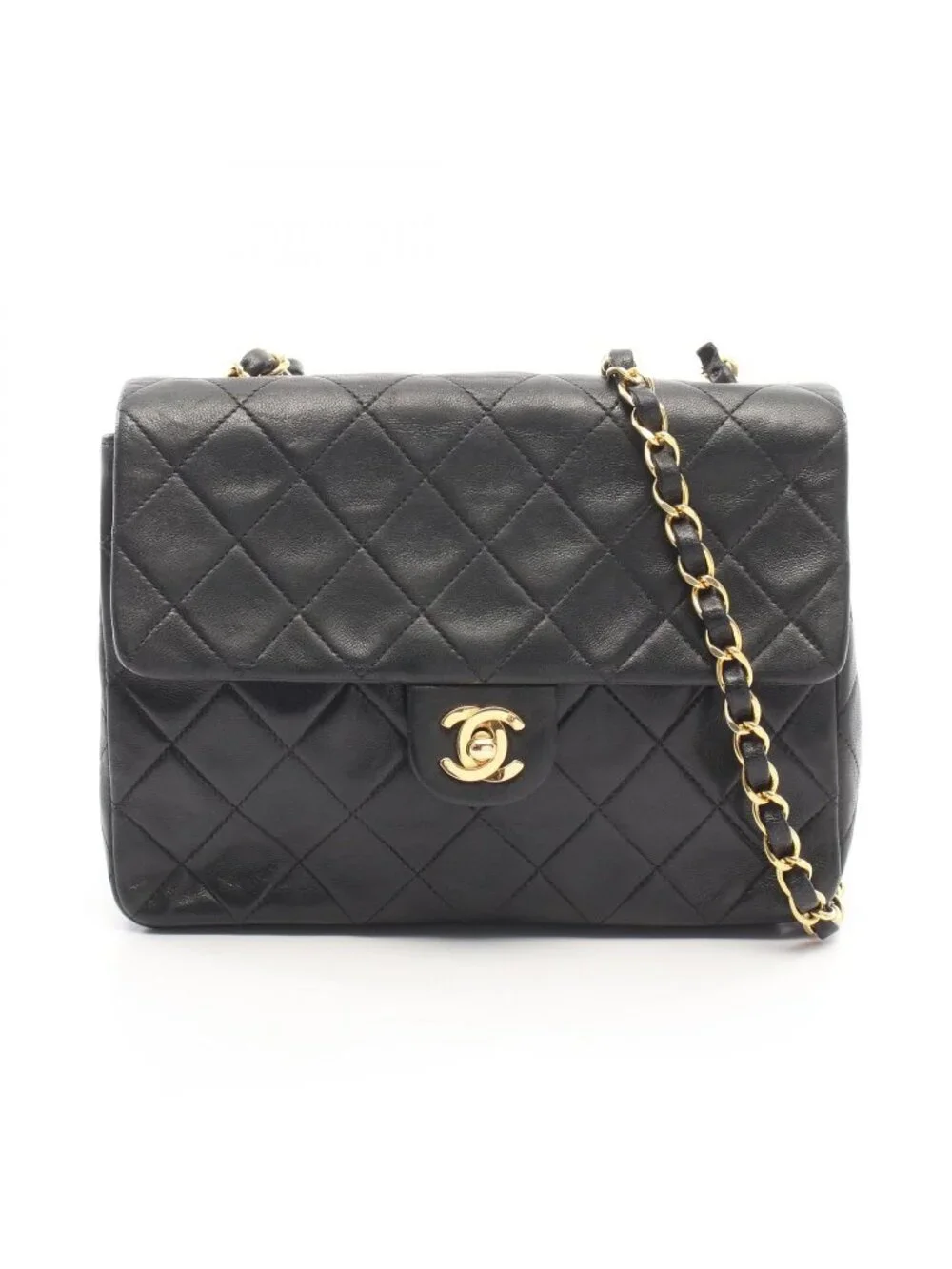 Chanel Shoulder Bag Mini Quilted 20 Black Lambskin Mini Chain